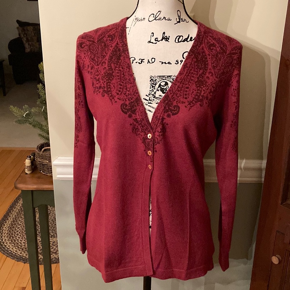 Eddie Bauer red 3 button cardigan